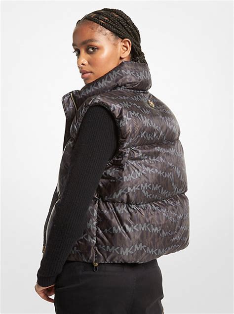 Animal Print Logo Ciré Puffer Vest 